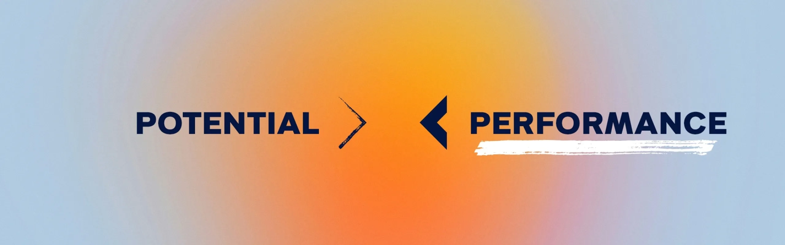 Potential greater than performance, colorful background.