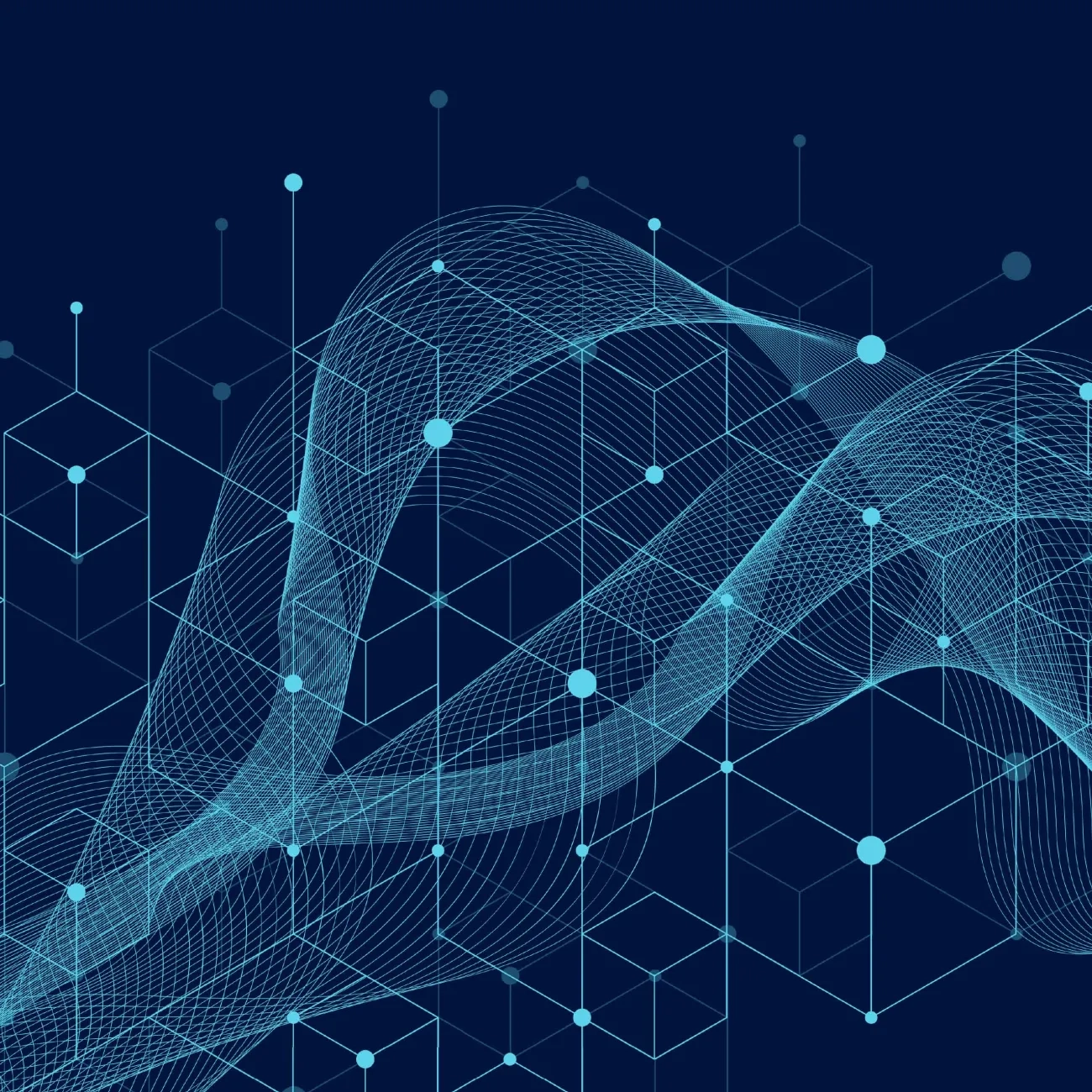 A matrix of dots making connections 