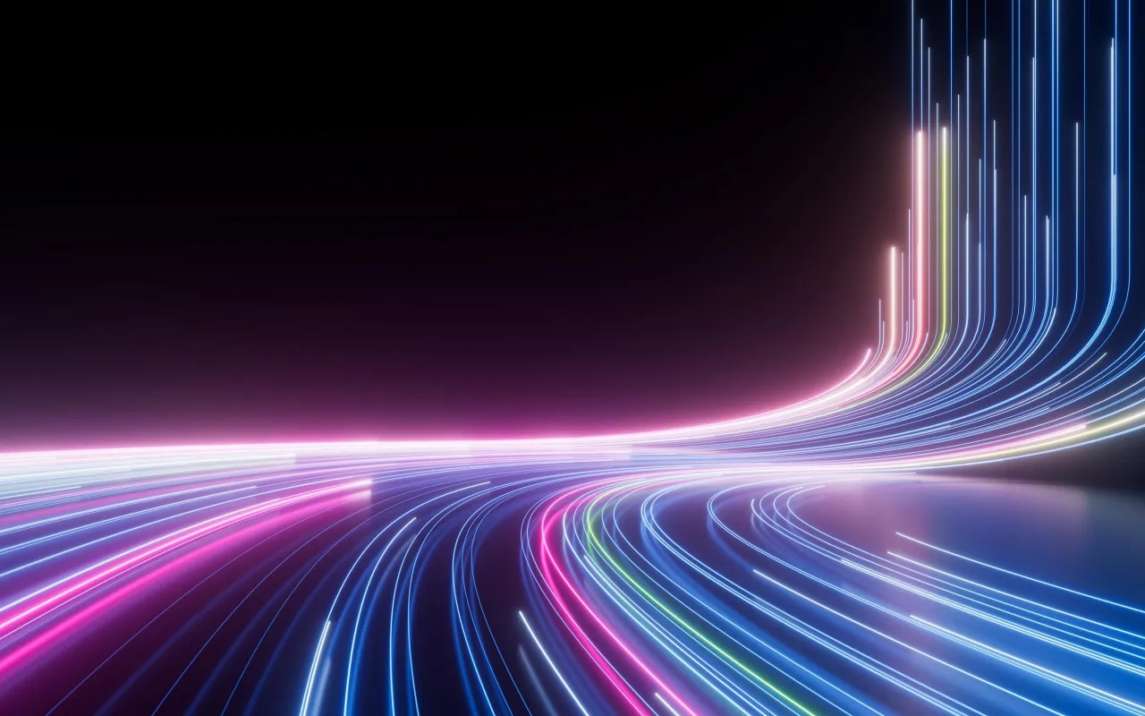 Colored groups of light lines as a metaphor for speed of a website