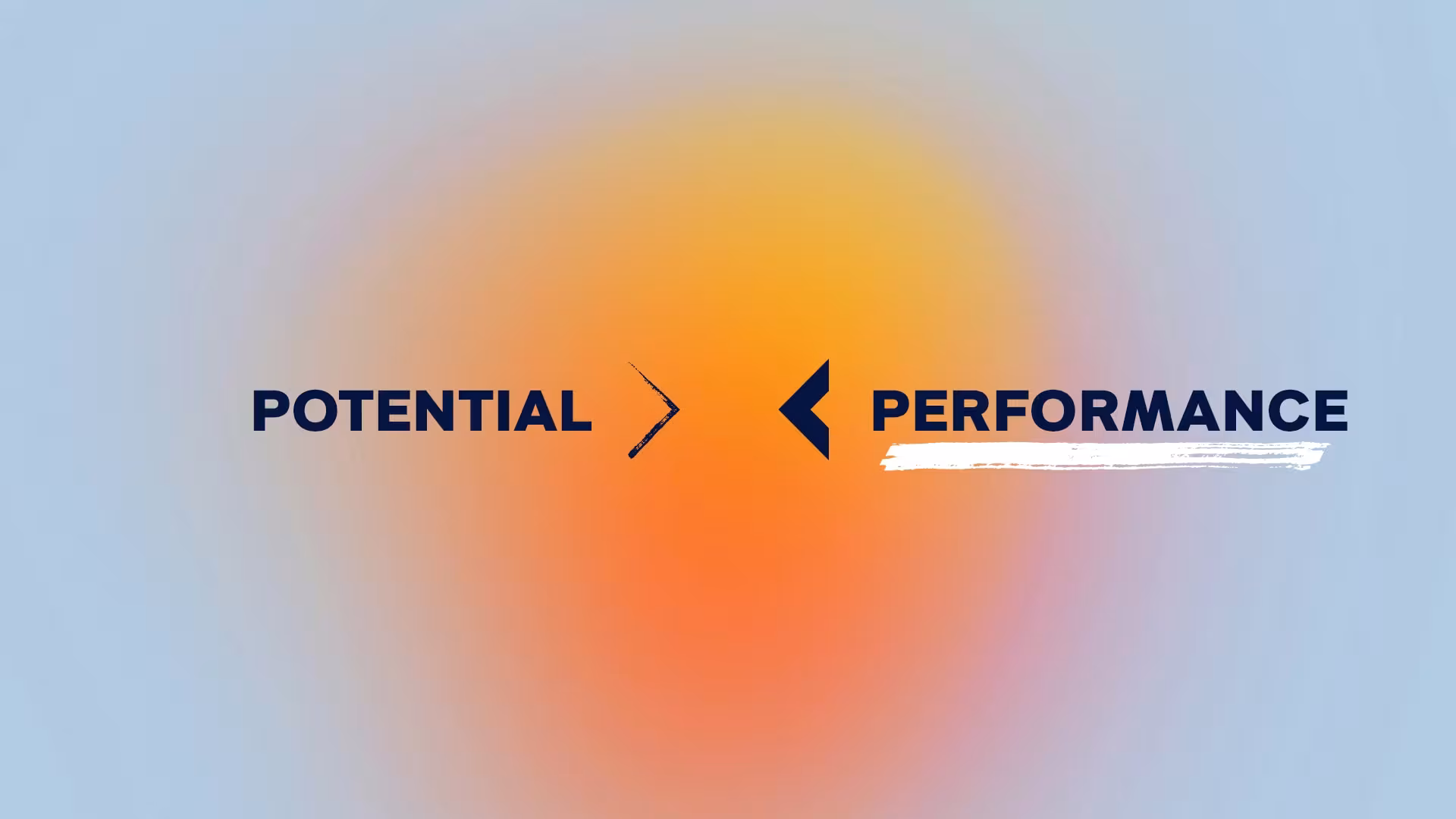 Potential greater than performance, colorful background.